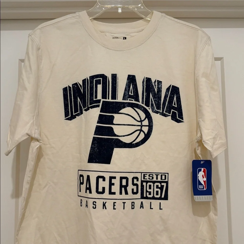 NWT [NBA] Indiana Pacers NBA Short-Sleeved T-Shirt Off White/Navy Men’s L XL 2XL - Picture 5 of 9